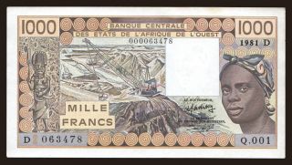 Mali, 1000 francs, 1981