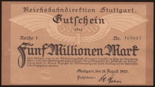 Stuttgart, 5.000.000 Mark, 1923