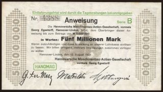 Hannover-Linden/ HANOMAG, 5.000.000 Mark, 1923