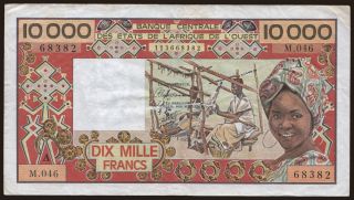 Ivory Coast, 10.000 francs, 1990
