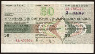 Travellers cheque, Staatsbanj der Deutschen Demokratischen Republik, 50 Mark, 1989
