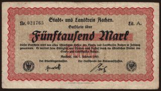 Aachen/ Stadt- und Landkreis, 5000 Mark, 1923