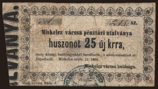 Miskolc, 25 krajcár, 1860