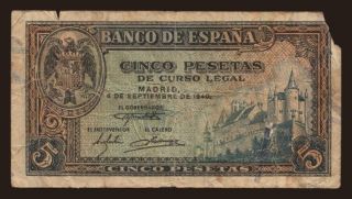 5 pesetas, 1940