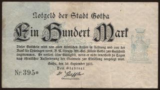 Gotha/ Stadt, 100 Mark, 1922