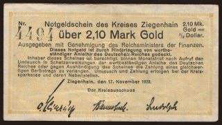 Ziegenhain/ Kreisausschuss, 2.10 Goldmark, 1923