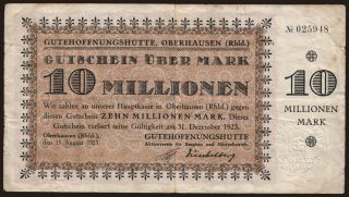 Oberhausen/ Gutehoffnungshütte Aktienverein für Bergbau und Hüttenbetrieb, 10.000.000 Mark, 1923