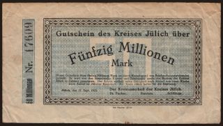 Jülich/ Kreis, 50.000.000 Mark, 1923