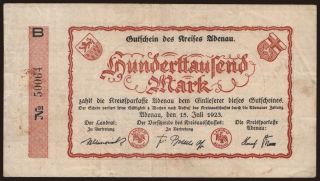 Adenau/ Kreis, 100.000 Mark, 1923