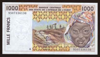Ivory Coast, 1000 francs, 1995