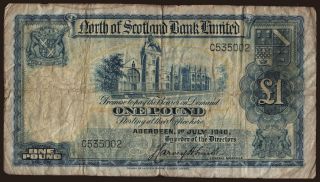 North of Scotland Bank Limited, 1 pound, 1940