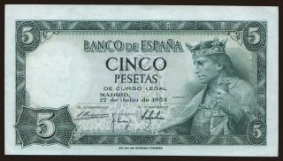 5 pesetas, 1954