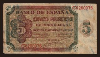 5 pesetas, 1938