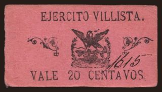 Ejercito Villista, 20 centavos, 191?