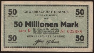 Gelsenkirchen/ Gewerkschaft Orange, 50.000.000 Mark, 1923