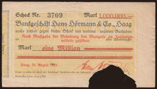 Haag/ Bankgeschäft Hans Hörmann & Co., 1.000.000 Mark, 1923