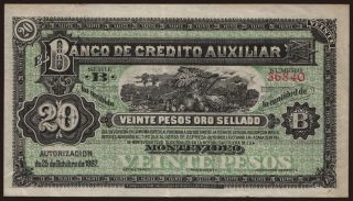 Banco De Credito Auxiliar, 20 pesos, 1887