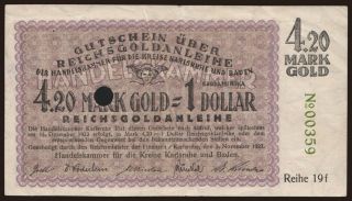 Karlsruhe/ Handelskammer für die Kreise Karlsruhe u. Baden, 4.20 Mark Gold, 1923