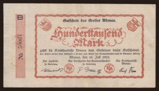 Adenau/ Kreis, 100.000 Mark, 1923