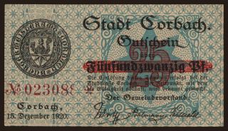 Corbach,25 Pfennig, 1920