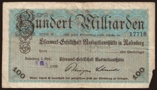 Rosenberg/ Eisenwerk-Gesellschaft Maximilianshütte, 100.000.000.000 Mark, 1923