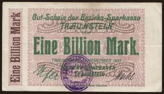 Traunstein/ Bezirkssparkasse, 1.000.000.000.000 Mark, 1923