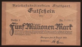 Suttgart, 5.000.000 Mark, 1923