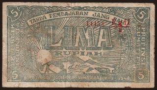 Bukittinggi, 5 rupiah, 1948