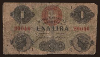 Banca Nazionale Nel Regno D Italia, 1 lira, 1869