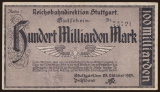 Stuttgart, 100.000.000.000 Mark, 1923