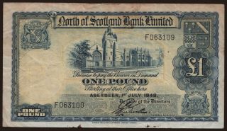North of Scotland Bank Limited, 1 pound, 1949