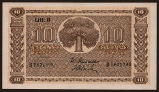 10 markkaa, 1939, Litt. D