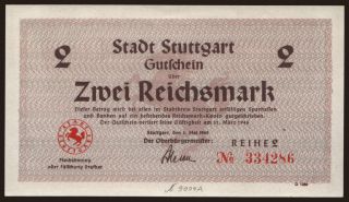 Stuttgart, 2 Reichsmark, 1945