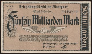 Stuttgart, 50.000.000.000 Mark, 1923