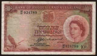 Rhodesia and Nyasaland, 10 shillings, 1961