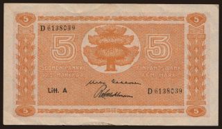 5 markkaa, 1945, Litt. A
