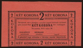 Sárospatak, 2 korona, 1919