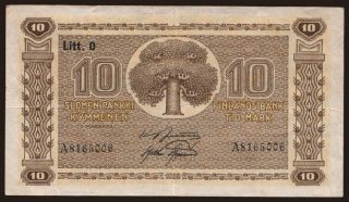 10 markkaa, 1939, Litt. D