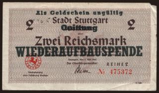 Stuttgart, 2 Reichsmark, 1945