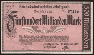 Stuttgart, 500.000.000.000 Mark, 1923