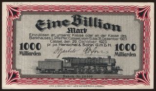 Cassel/ Henschel & Sohn G.m.b.H., 1.000.000.000.000 Mark, 1923