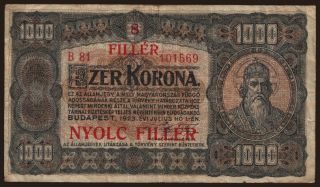 1000 korona / 8 fillér, 1923