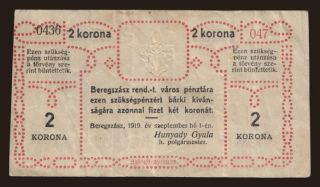 Beregszász/ Berehovo, 2 korona, 1919