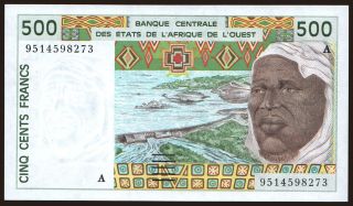 Ivory Coast, 500 francs, 1995