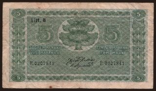 5 markkaa, 1922, Litt. B