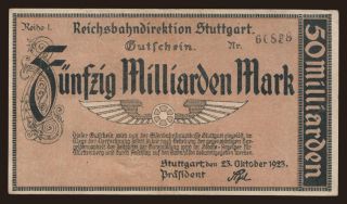 Suttgart, 50.000.000.000 Mark, 1923