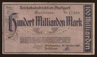 Suttgart, 100.000.000.000 Mark, 1923