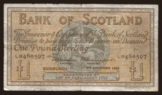 Bank of Scotland, 1 pound, 1950