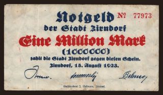 Zirndorf/ Stadt, 1.000.000 Mark, 1923