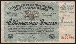 Karlsruhe/ Badische Staatsschuldenverwaltung, 4.20 Mark Gold, 1923
